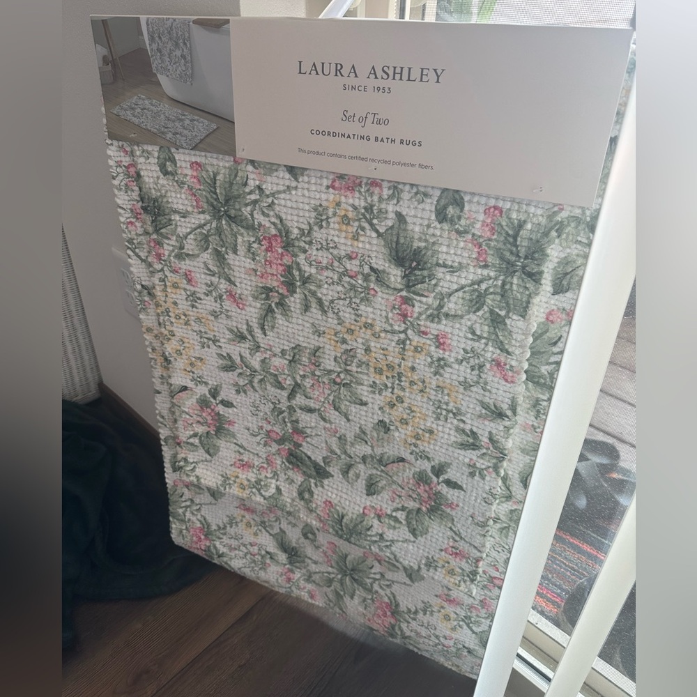 Laura Ashley Set of 2 Coordinating Bath Rugs